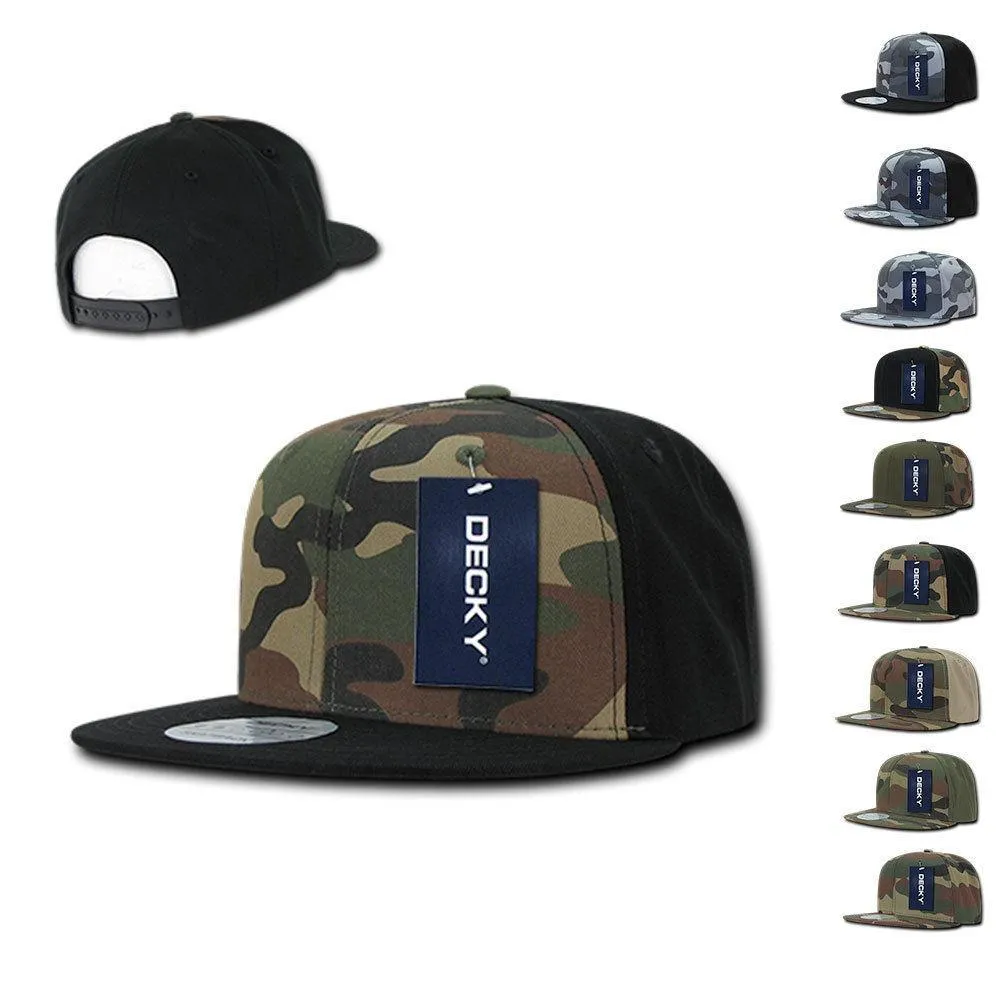 15 Lot Decky Camouflage Flat Bill Baseball Hats Caps Snapback Wholesale Lots!