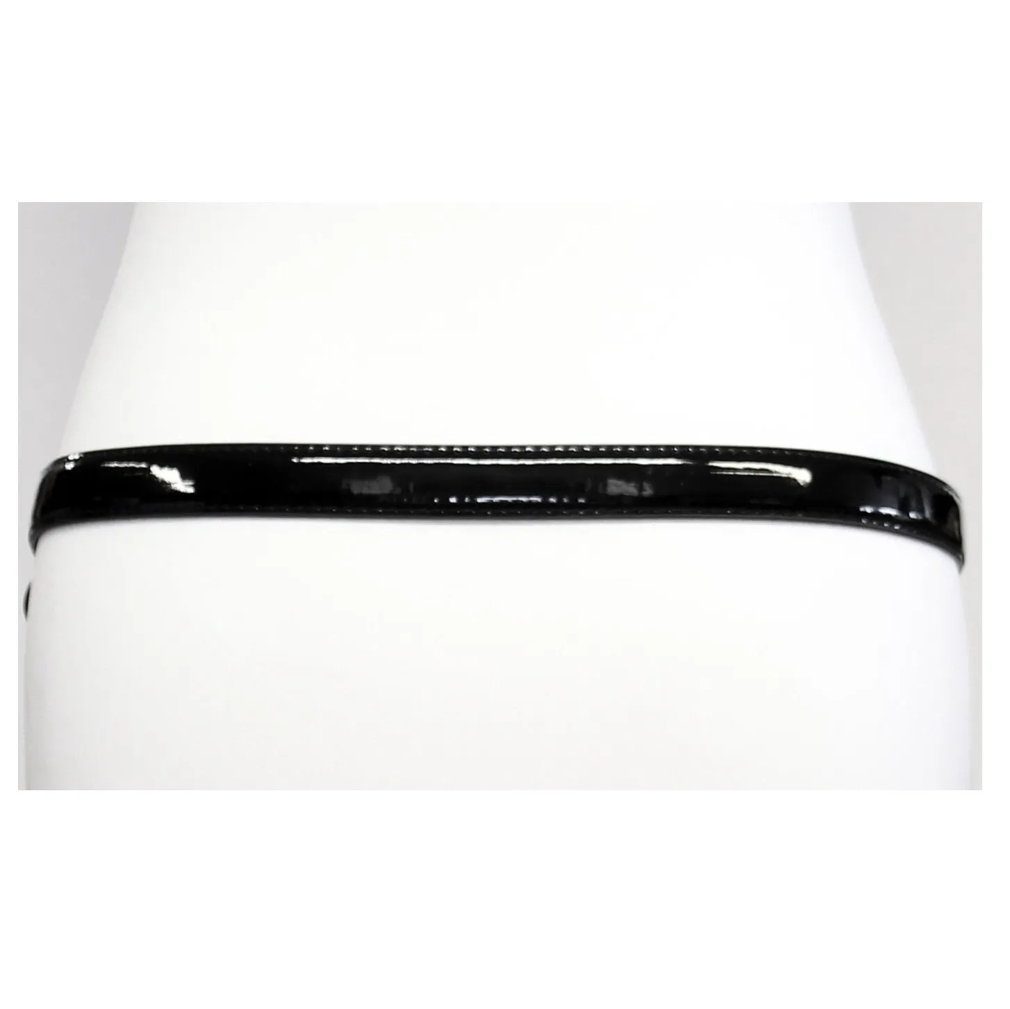 2.5cm Black Skinny Pencil Belt with Silver Buckle