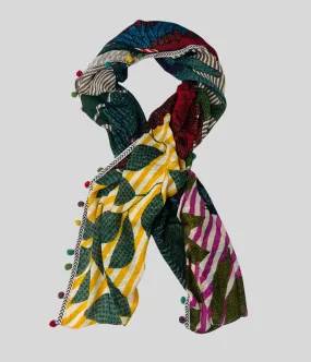 Abstract Bird Pom Pom Scarf