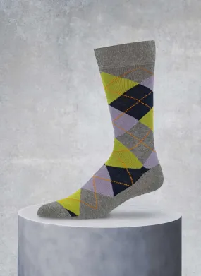 Argyle Sock in Light Grey