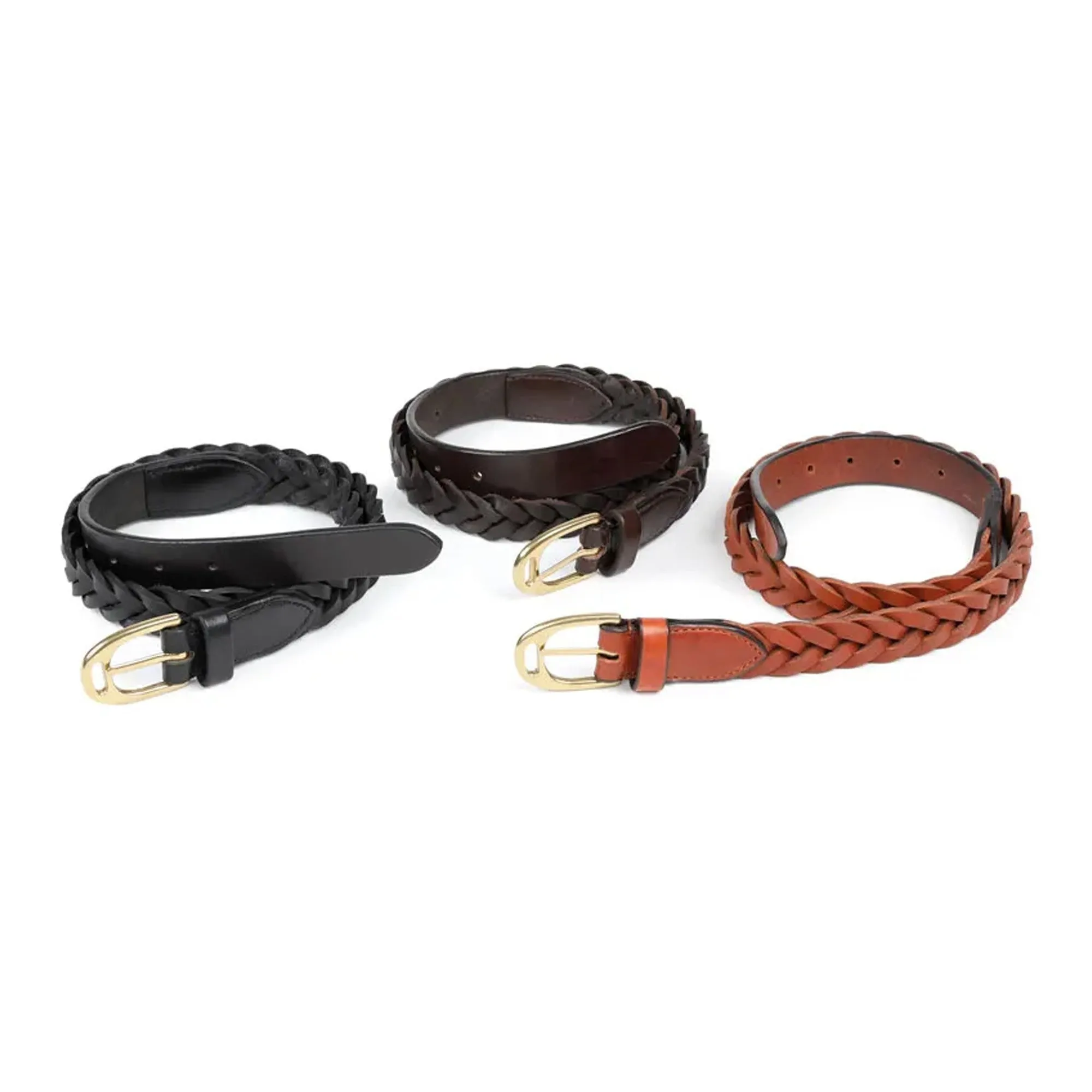 Aubrion Skinny Plaited Leather Belt