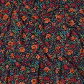 Autumn Harvest Floral Crepe Silk Fabric, 110cm Width - Exuberant Prints for Dynamic Wardrobes-D18917