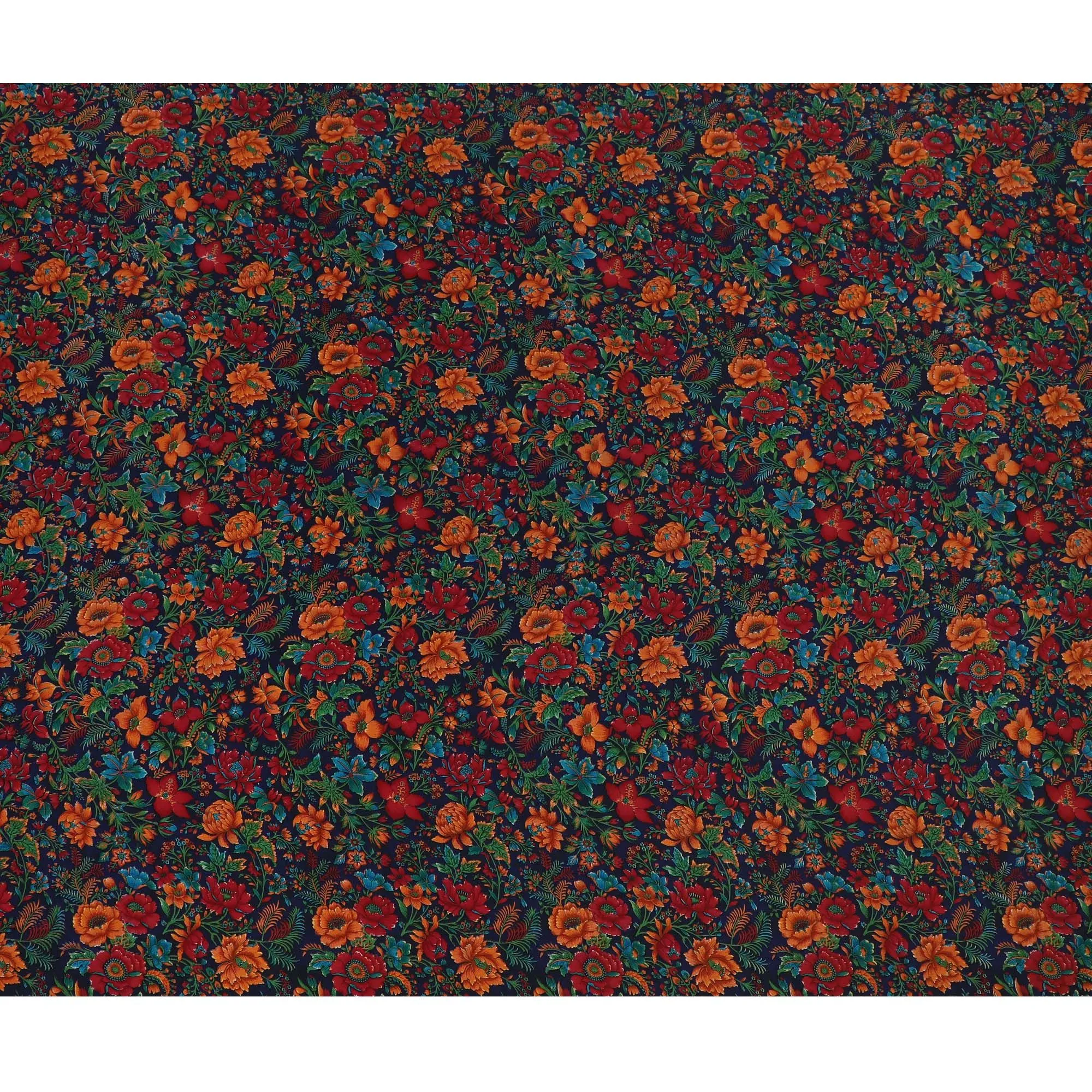 Autumn Harvest Floral Crepe Silk Fabric, 110cm Width - Exuberant Prints for Dynamic Wardrobes-D18917