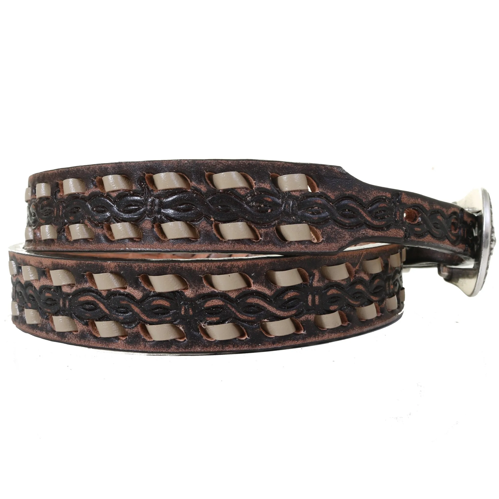 B1149 - Brown Vintage Buck Stitch Belt