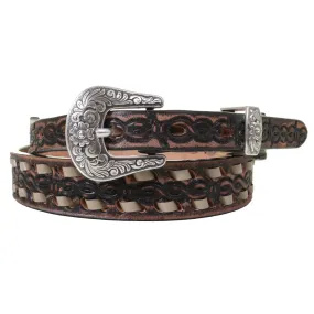 B1149 - Brown Vintage Buck Stitch Belt