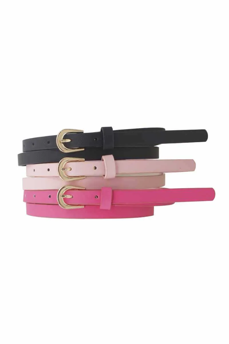 Basic U Buckle Trio Skinny Belt