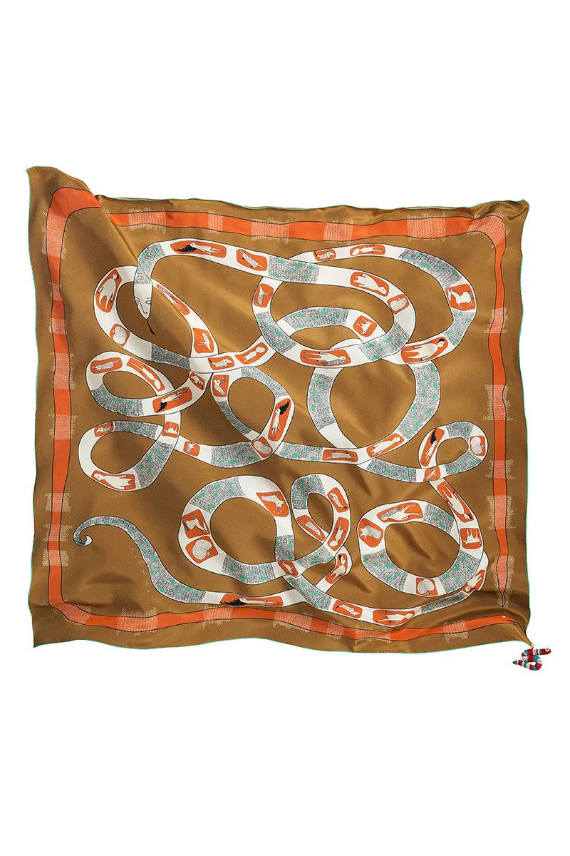 Brown Furious Phyton Silk Scarf