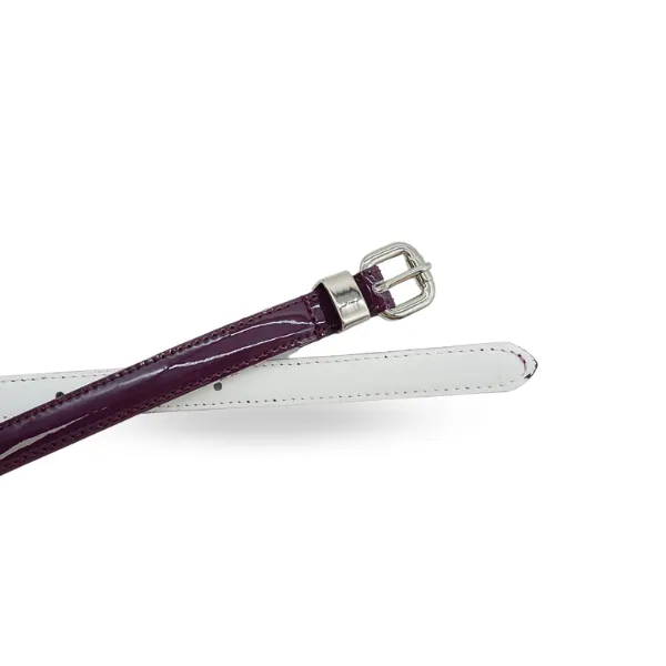 CARRIE -  Womens Purple Patent Skinny Leather Belt with Silver Buckle