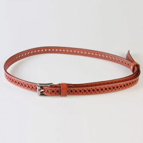 Chic Pin Buckle Hollow Rhombus Polka Dot PU Belt For Women - Light Coffee