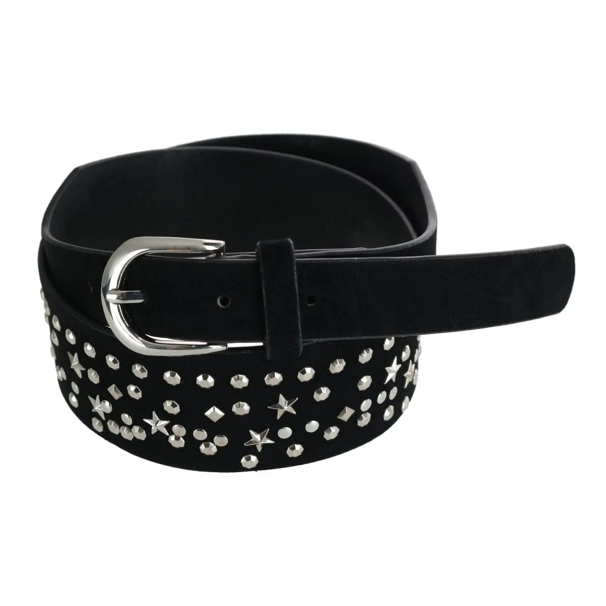 CTM® Women's Star Sequin Faux Suede Belt