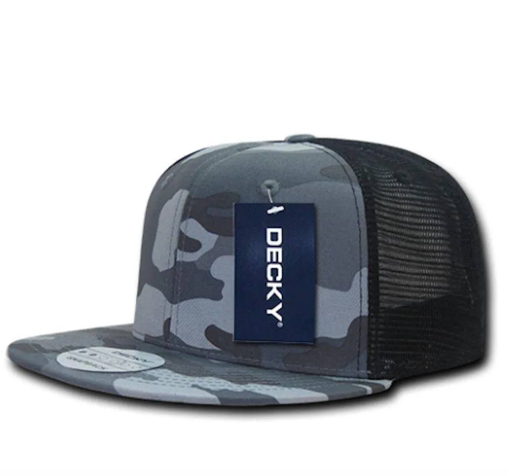 Decky Army Camouflage Camo Flat Bill Trucker Hats Caps 6 Panel Snapbacks