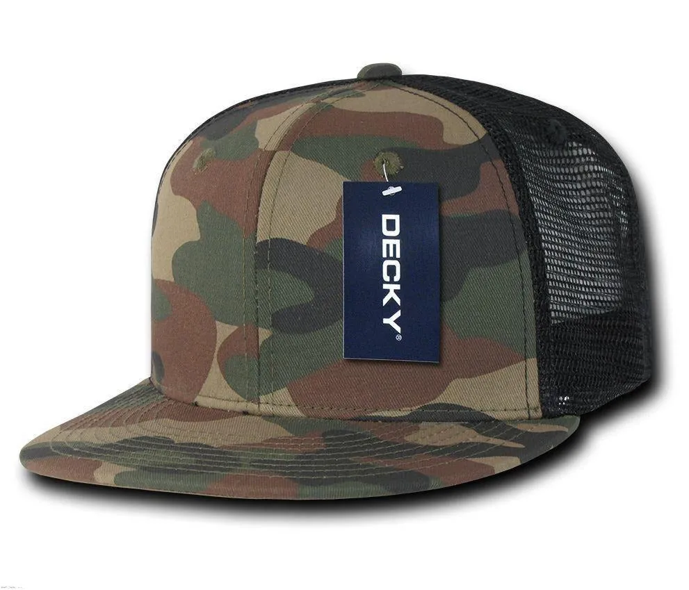 Decky Army Camouflage Camo Flat Bill Trucker Hats Caps 6 Panel Snapbacks