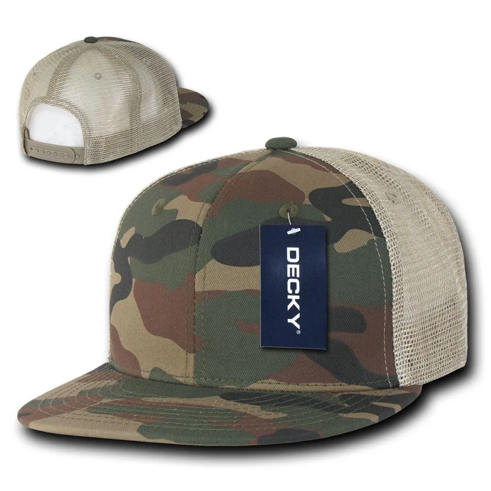 Decky Army Camouflage Camo Flat Bill Trucker Hats Caps 6 Panel Snapbacks