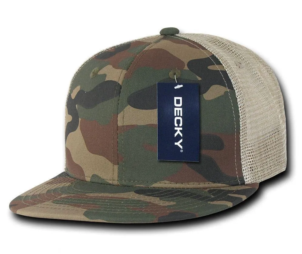 Decky Army Camouflage Camo Flat Bill Trucker Hats Caps 6 Panel Snapbacks