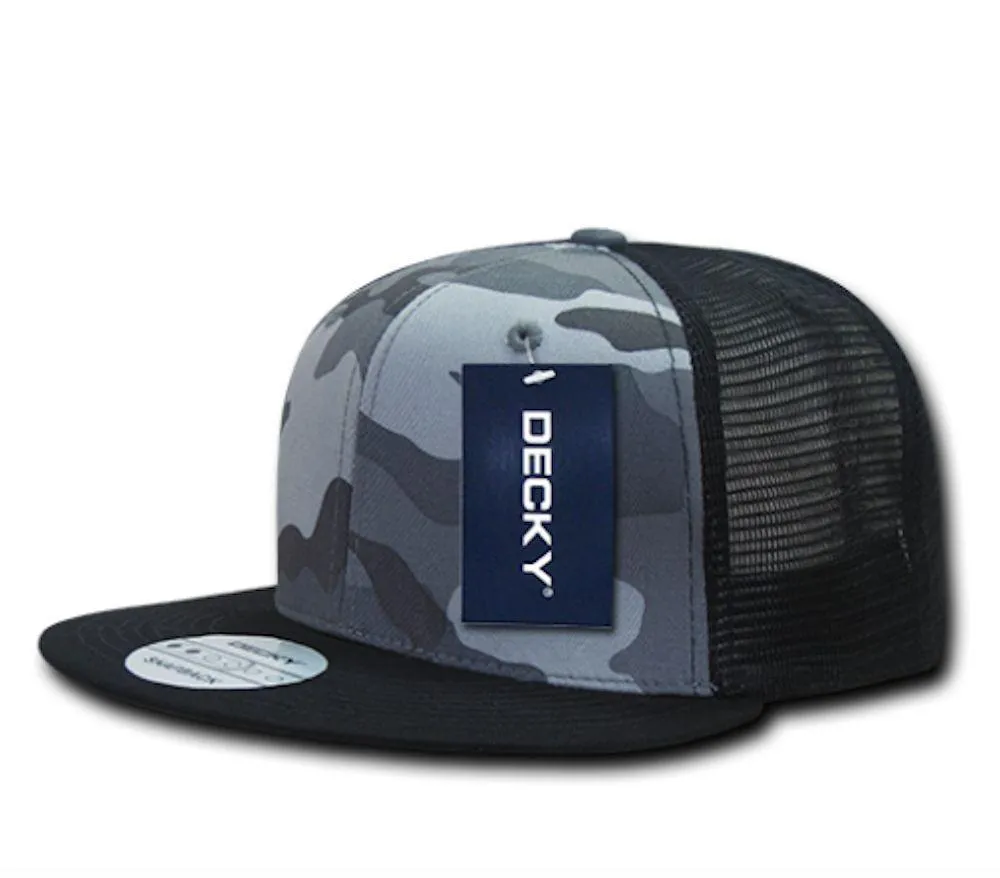 Decky Army Camouflage Camo Flat Bill Trucker Hats Caps 6 Panel Snapbacks