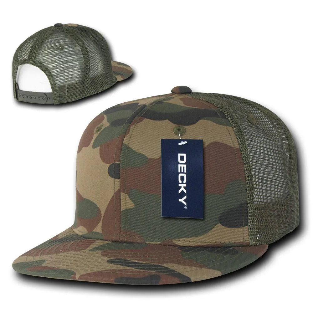 Decky Army Camouflage Camo Flat Bill Trucker Hats Caps 6 Panel Snapbacks