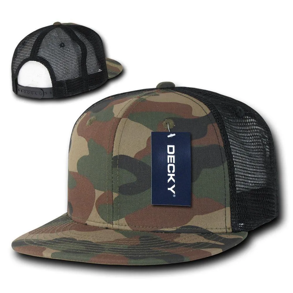 Decky Army Camouflage Camo Flat Bill Trucker Hats Caps 6 Panel Snapbacks