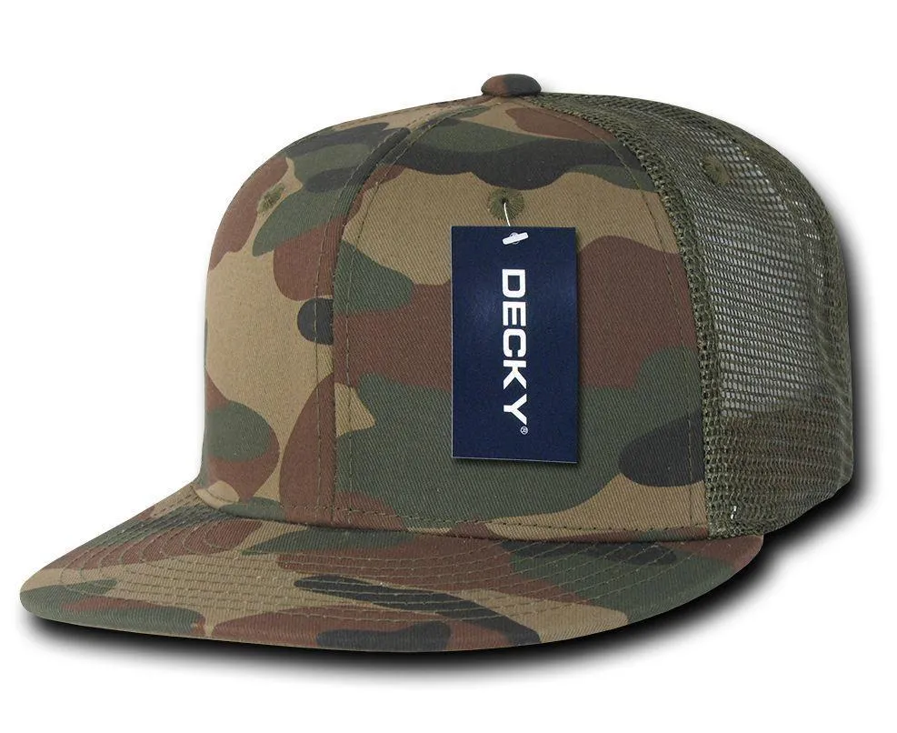 Decky Army Camouflage Camo Flat Bill Trucker Hats Caps 6 Panel Snapbacks