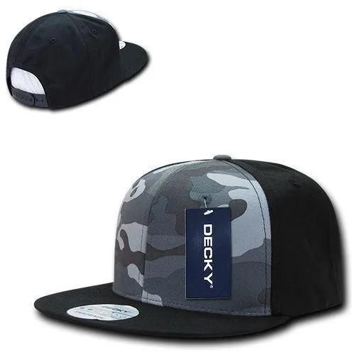 Decky Camouflage Retro Flat Bill Baseball Hats Caps Cotton Snapback