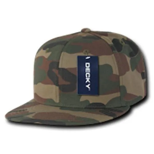 Decky Camouflage Retro Flat Bill Baseball Hats Caps Cotton Snapback