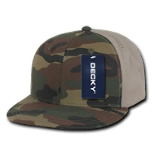 Decky Camouflage Retro Flat Bill Baseball Hats Caps Cotton Snapback