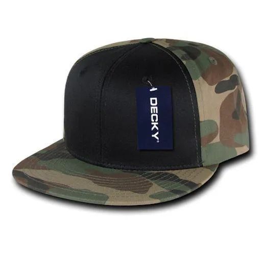 Decky Camouflage Retro Flat Bill Baseball Hats Caps Cotton Snapback