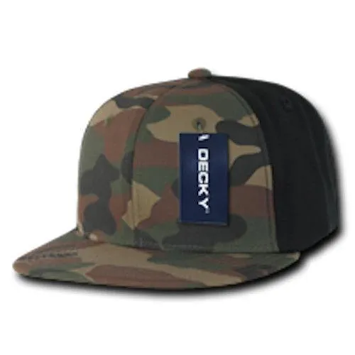 Decky Camouflage Retro Flat Bill Baseball Hats Caps Cotton Snapback