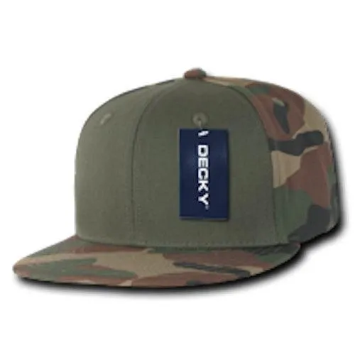 Decky Camouflage Retro Flat Bill Baseball Hats Caps Cotton Snapback