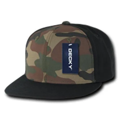 Decky Camouflage Retro Flat Bill Baseball Hats Caps Cotton Snapback