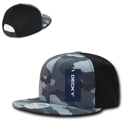 Decky Camouflage Retro Flat Bill Baseball Hats Caps Cotton Snapback