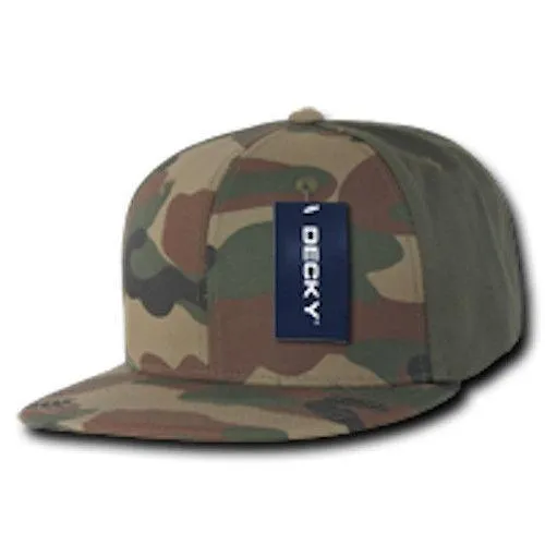 Decky Camouflage Retro Flat Bill Baseball Hats Caps Cotton Snapback