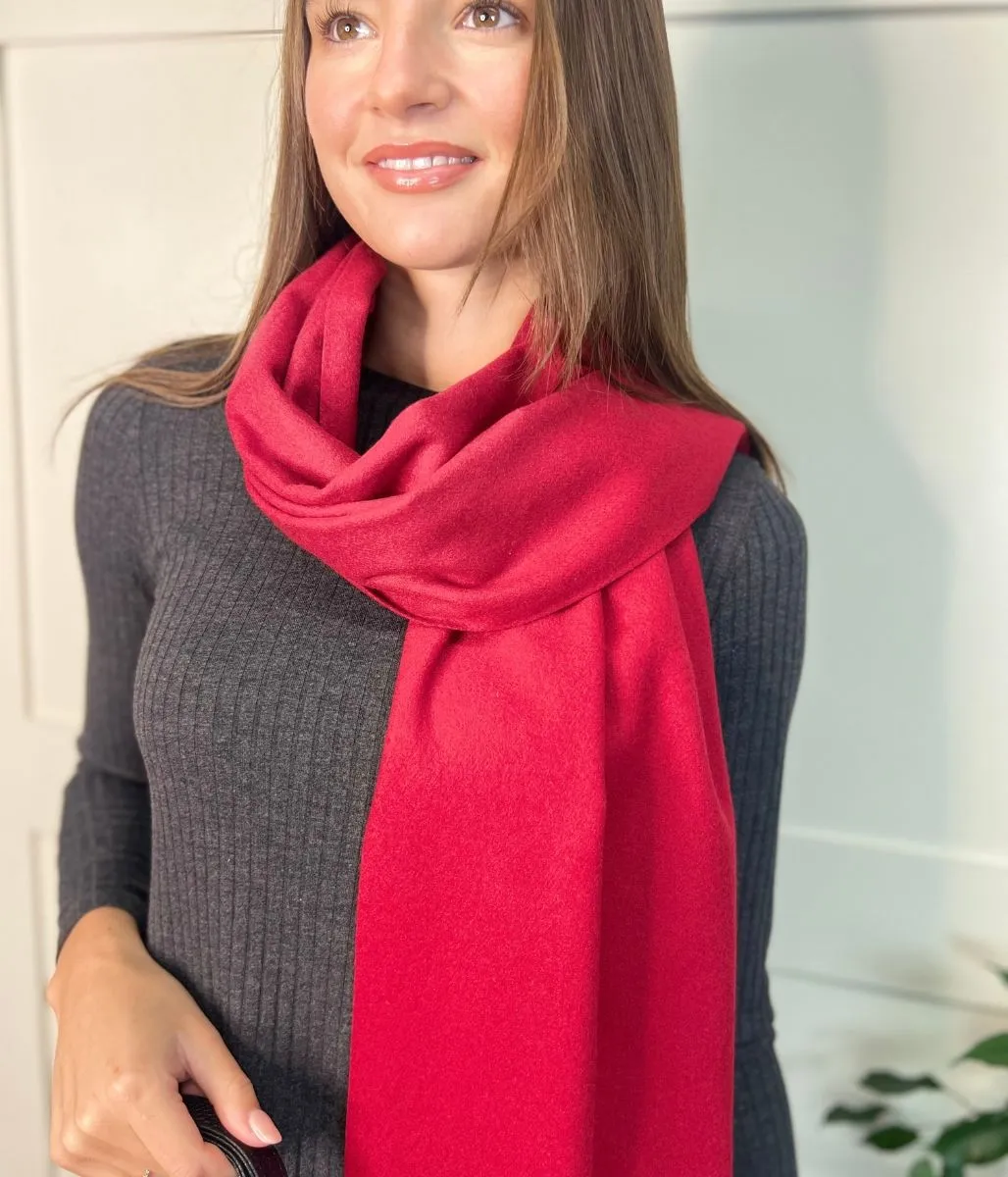 Deep Red Cashmere Blend Classic Scarf