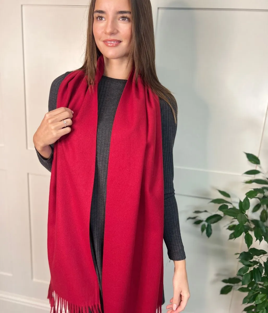 Deep Red Cashmere Blend Classic Scarf