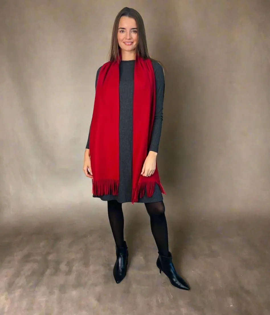 Deep Red Cashmere Blend Classic Scarf