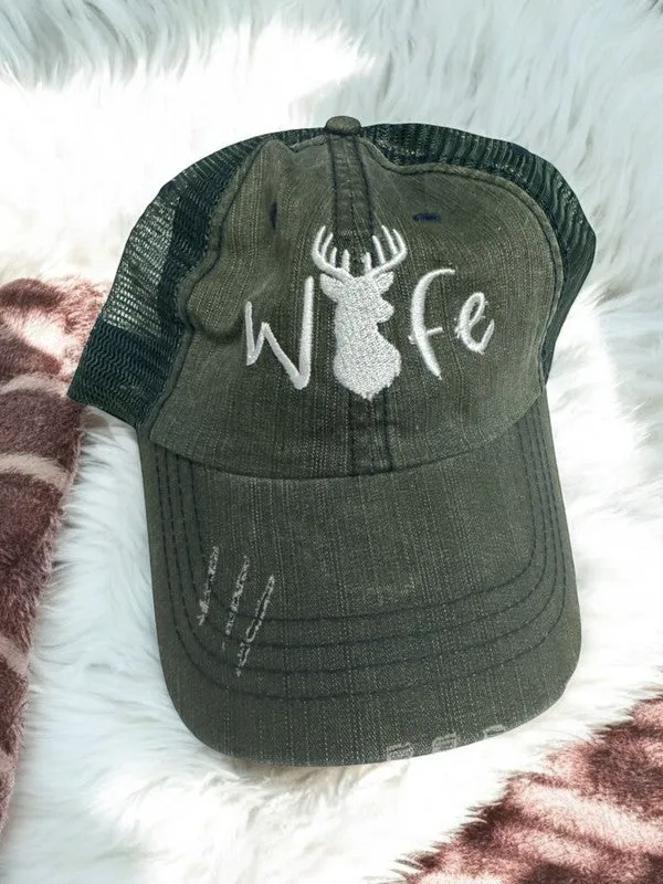 Deer Wife Embroidered Trendy Hat