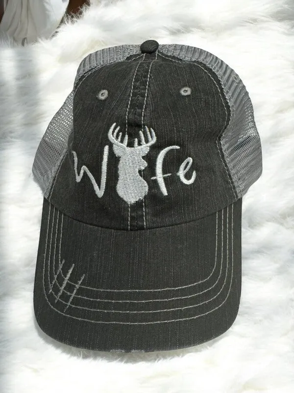 Deer Wife Embroidered Trendy Hat