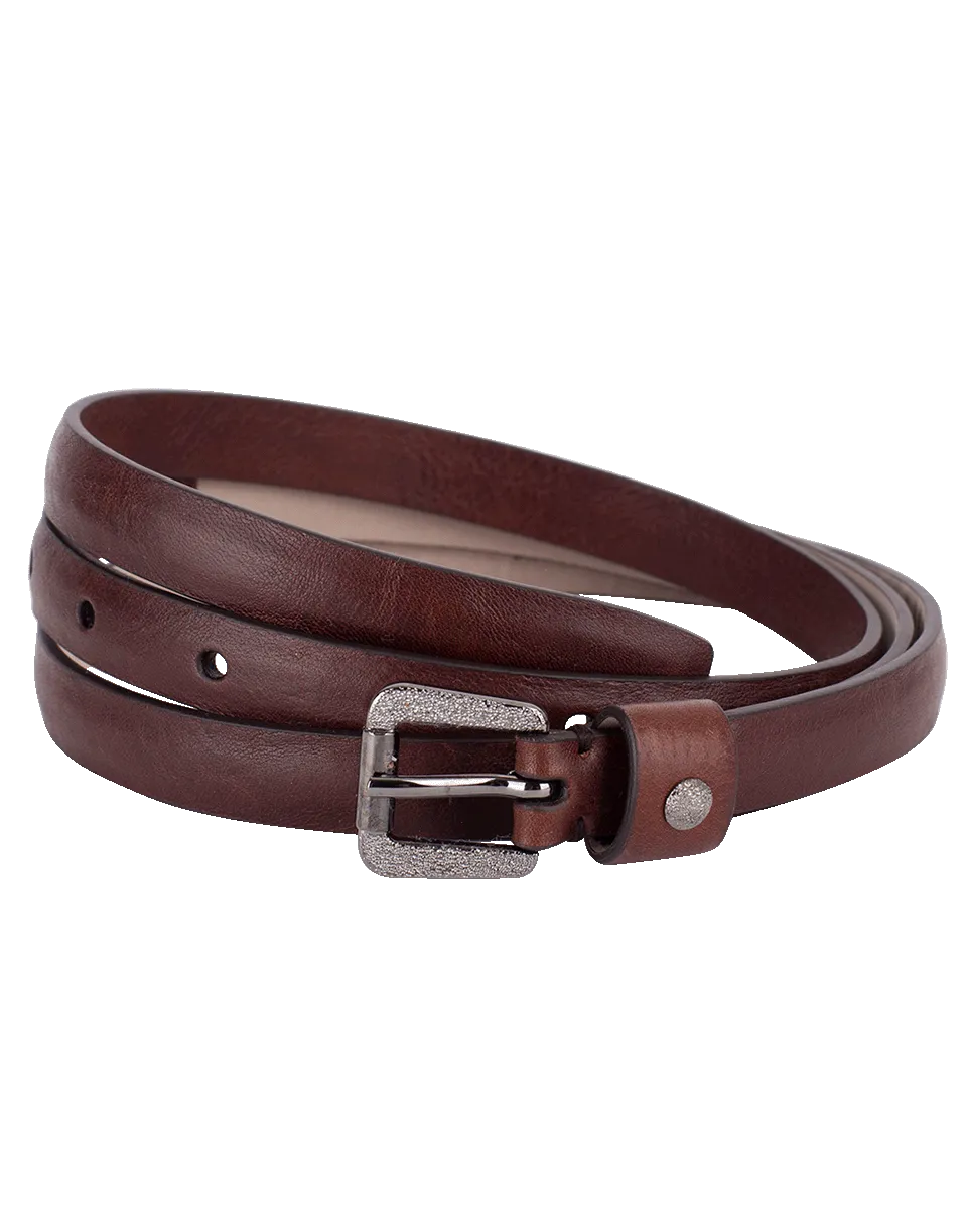 Diamond Buckle Skinny Riding Belt