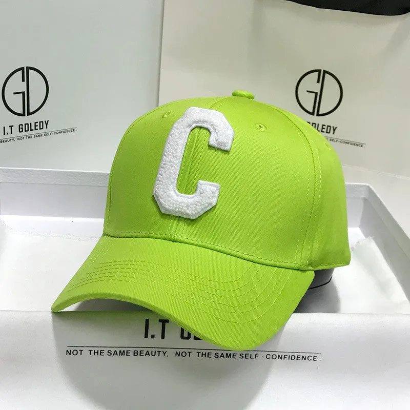 Fluorescent Green Hat C Letter Trendy Baseball Cap