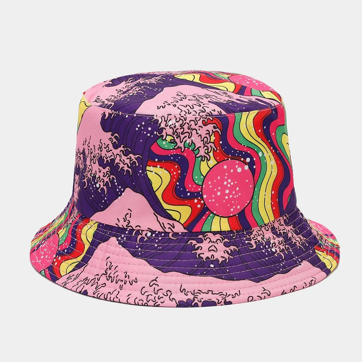 Graffiti Double-sided Bucket Hat Female Party Hip Hop Bucket Hat