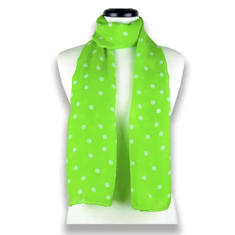 GREEN POLKA DOT SCARF - 67x26"