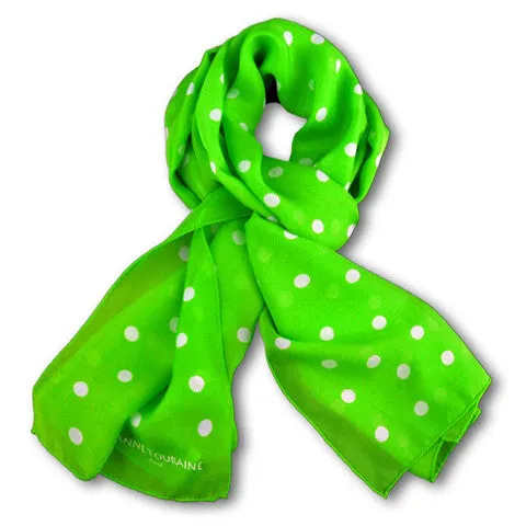 GREEN POLKA DOT SCARF - 67x26"