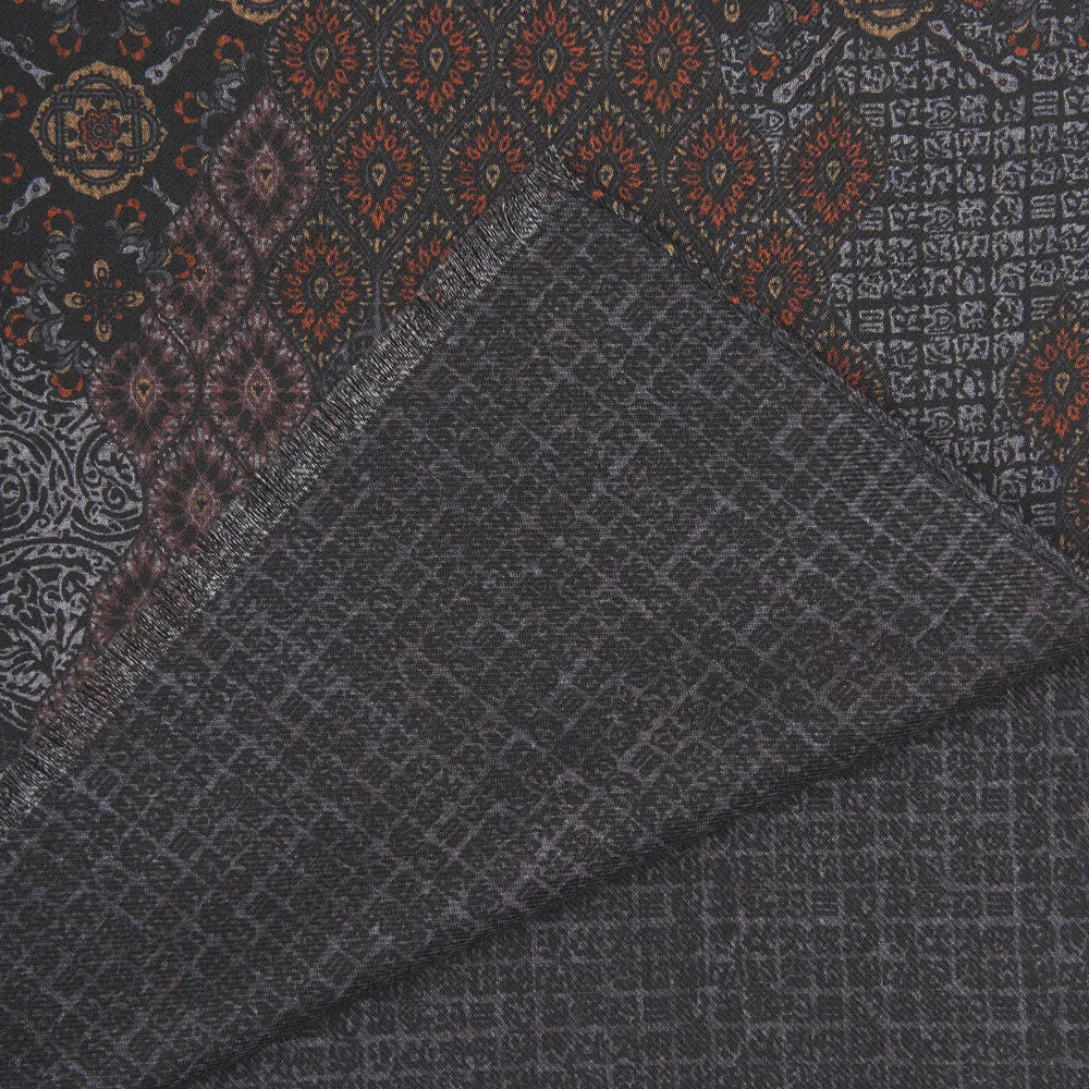 Grey and Brown Nebrodi Double Face Wool Scarf