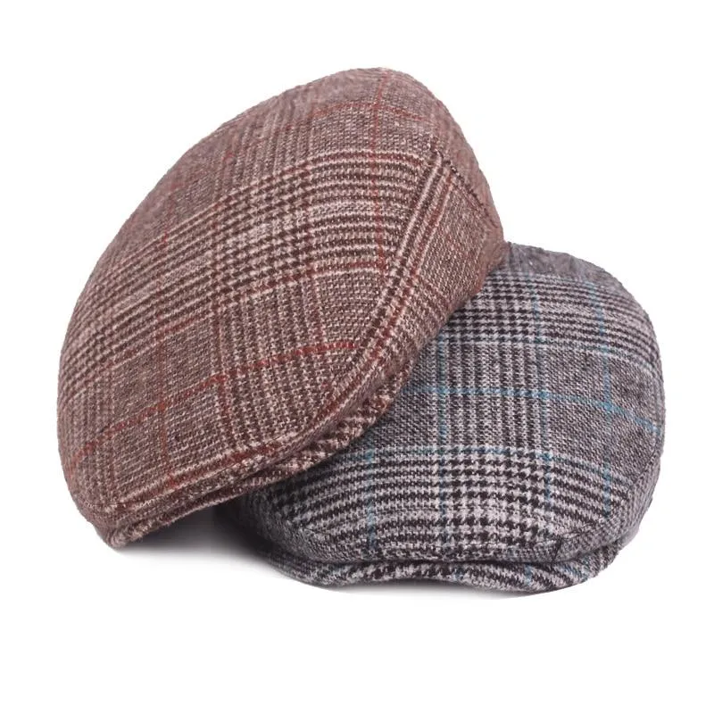 Houndstooth Plaid Wool Ivy Cap