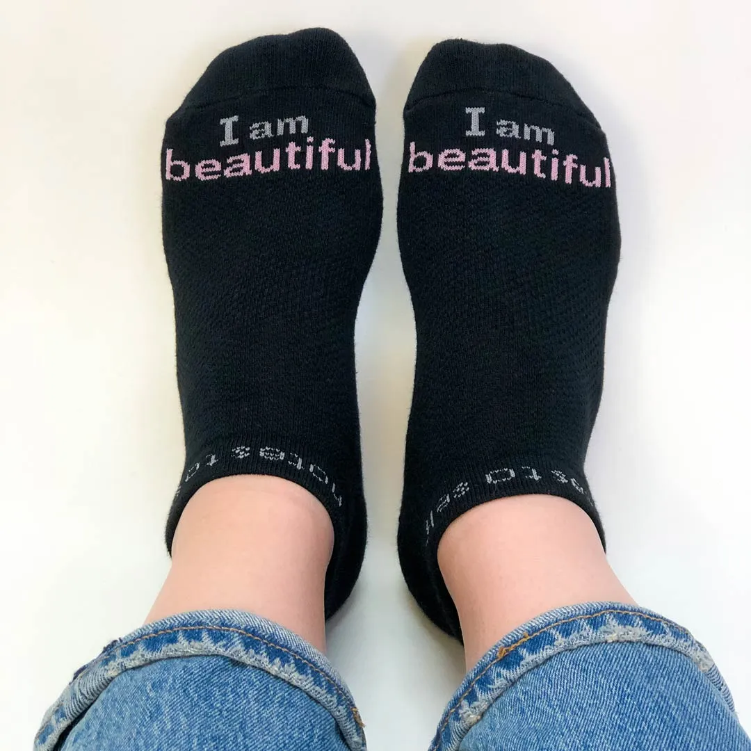 I am beautiful™ black low-cut women's socks