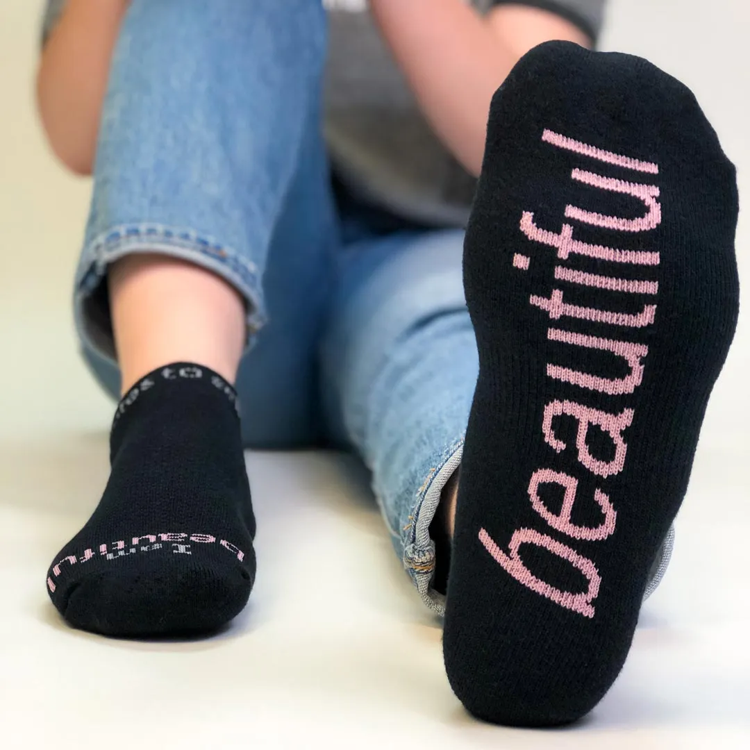 I am beautiful™ black low-cut women's socks