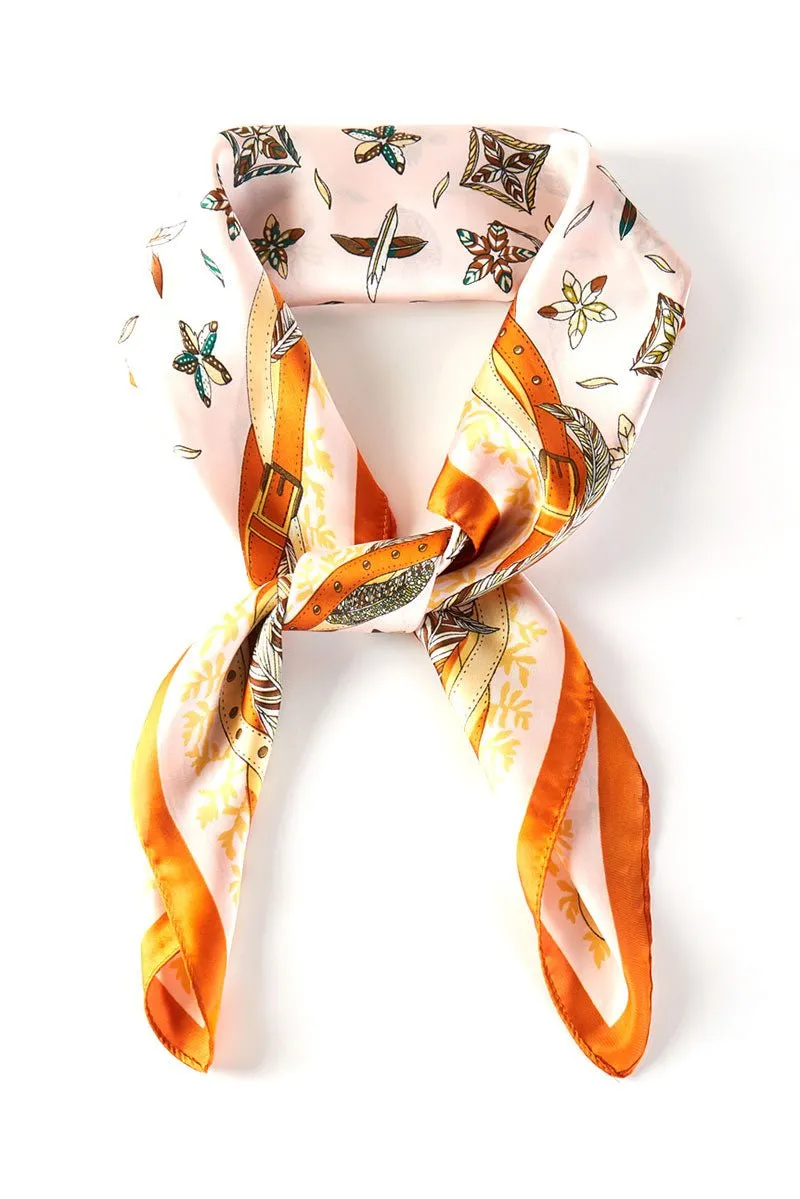 In Fine Feather Orange Square Satin Scarf