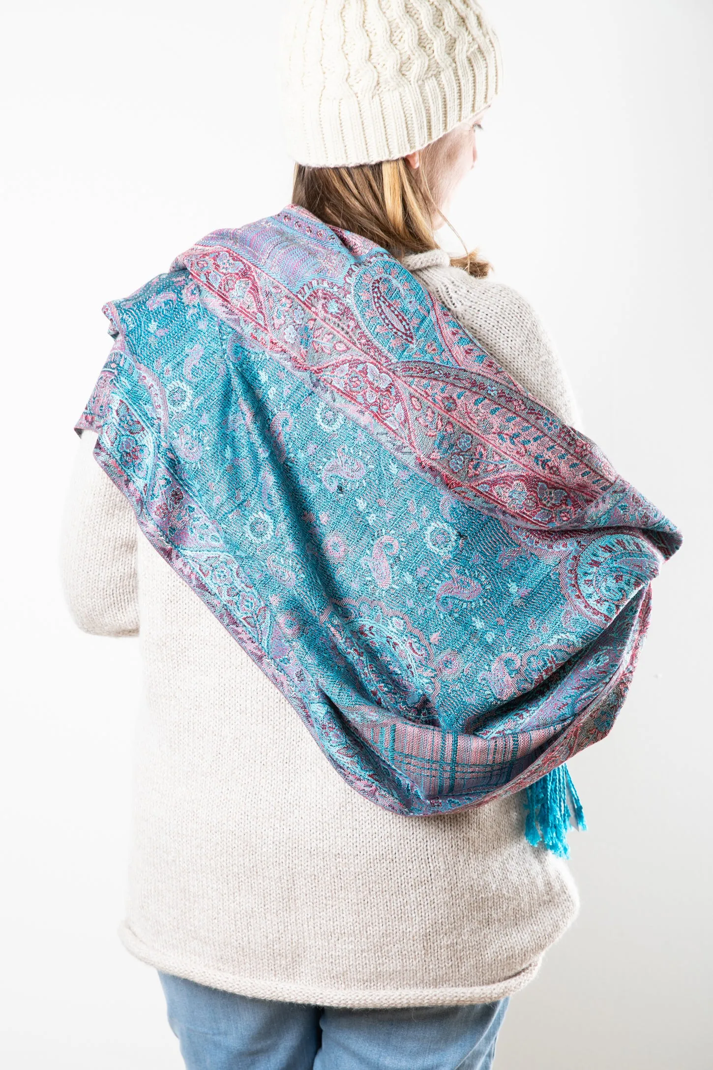 Kani Inspired Reversible Fringe Shawl