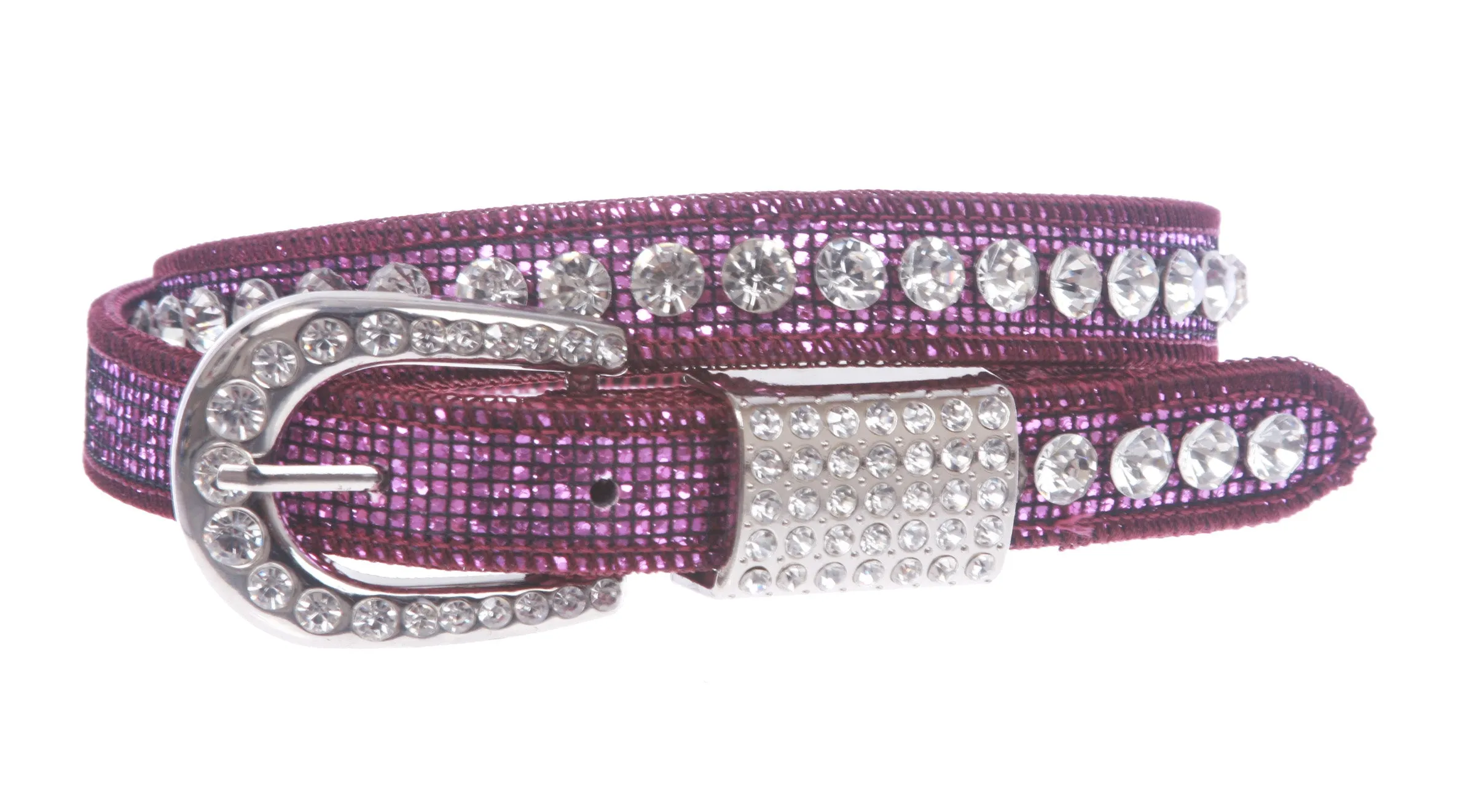 Kids 3/4" (20 mm) Western Cowgirl Rhinestone Studded Skinny Belt