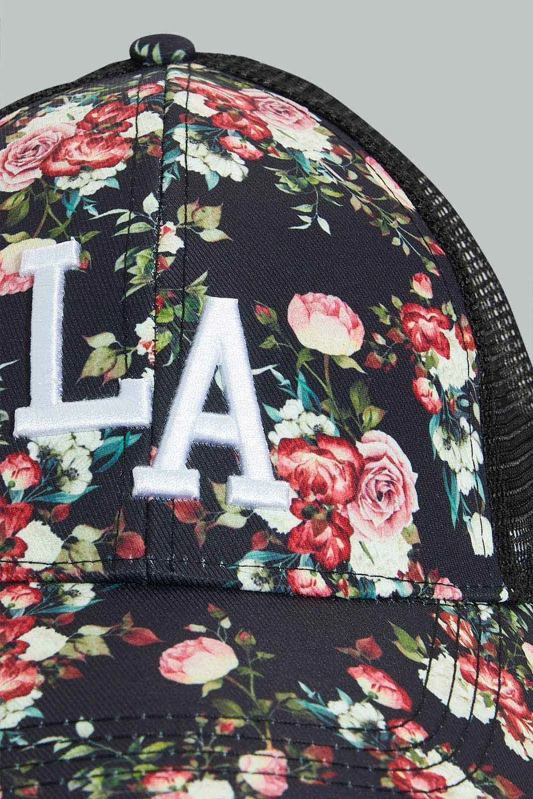 Navy Floral Cap