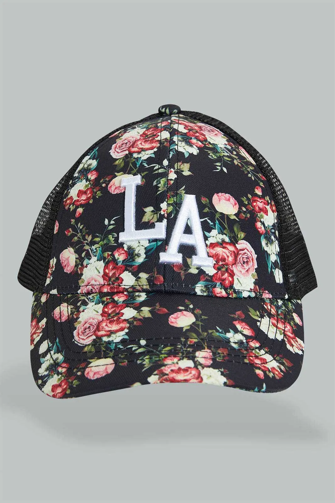 Navy Floral Cap